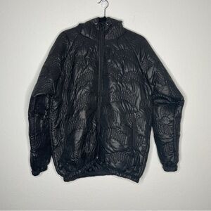 Synical Spellout Logo Black Lightweight Puffer Coat Zip Up Rare Size Large Mens